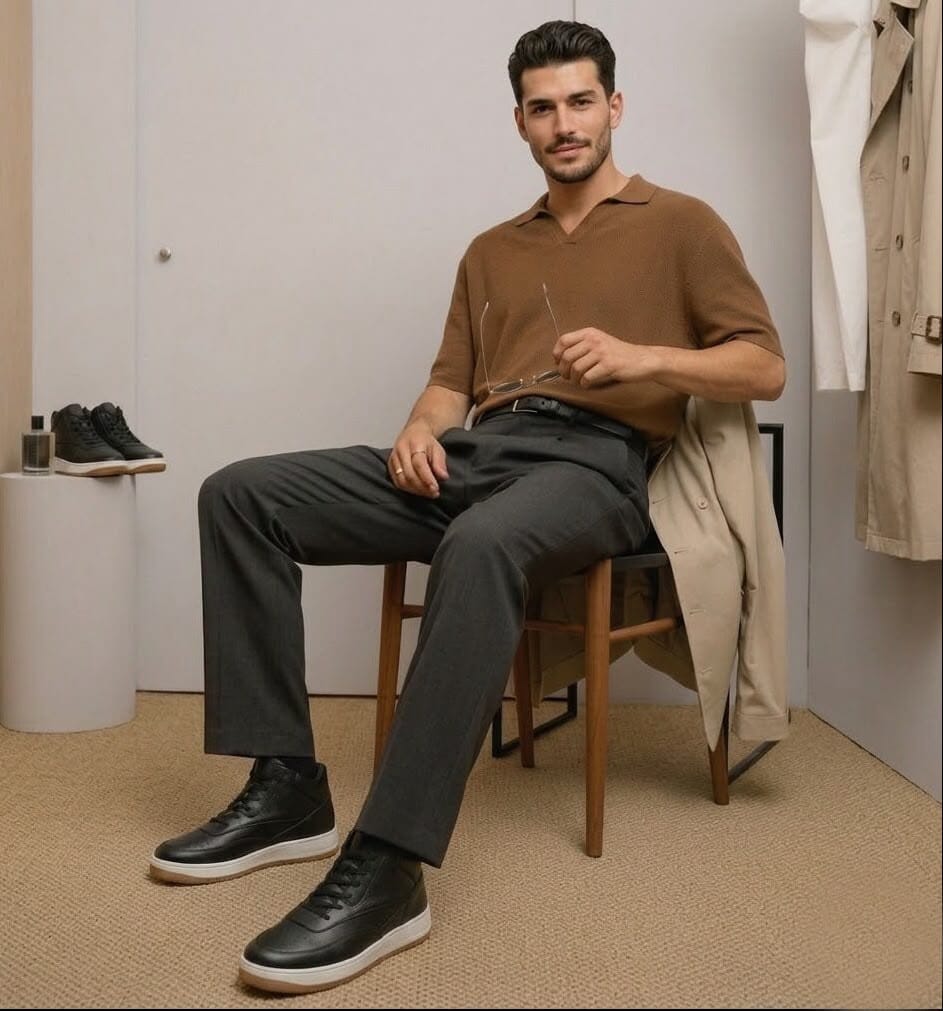 Height-Increasing Ascenzo Casual Leather Sneakers