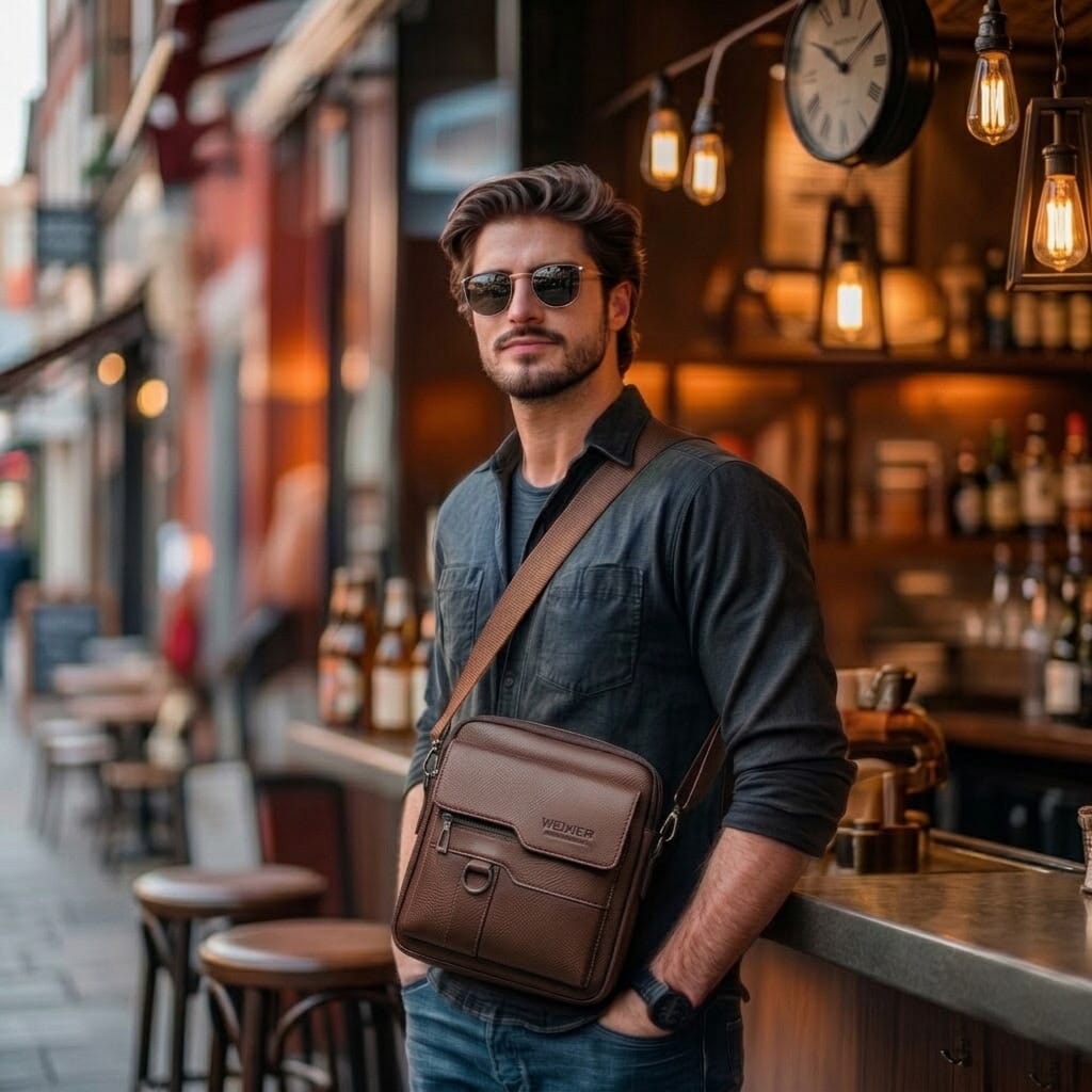Forgeweix Men's Leather Crossbody Bag