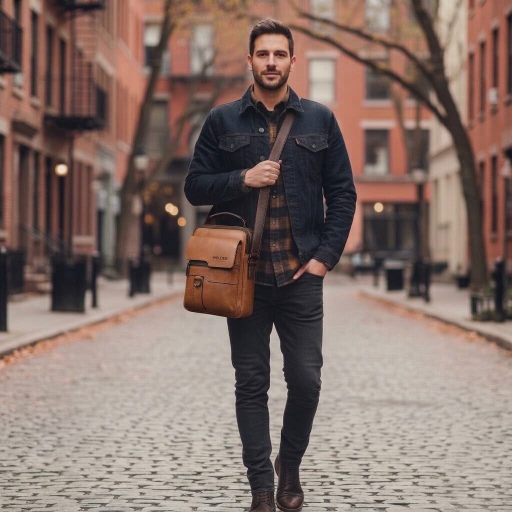 Forgeweix Men's Leather Crossbody Bag