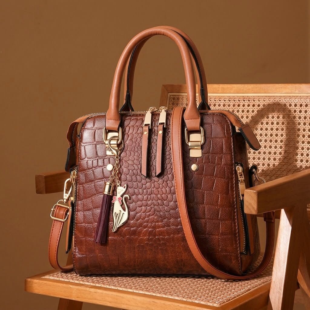 Leather Bag Crocodile Design