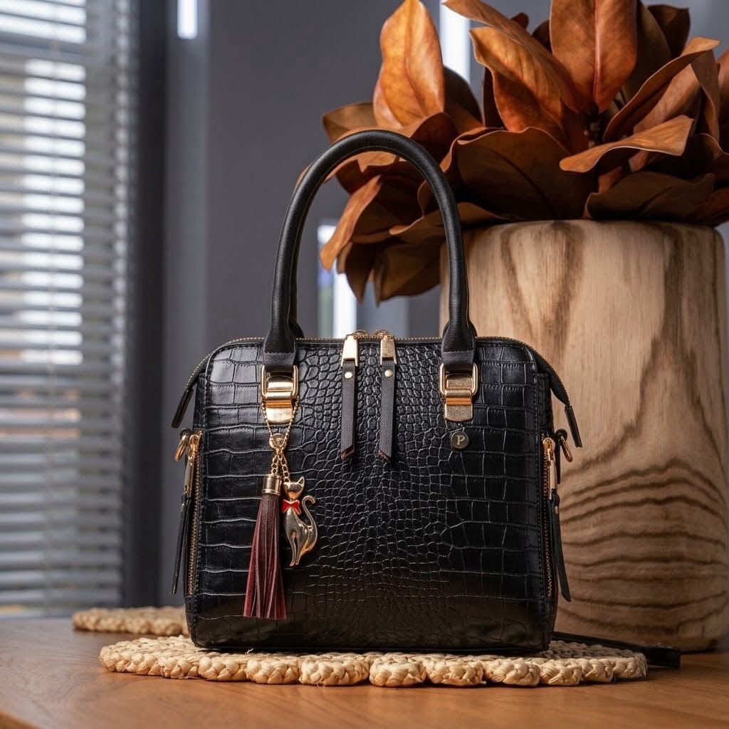 Leather Bag Crocodile Design