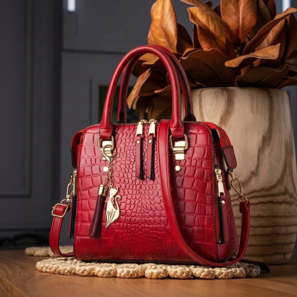 Leather Bag Crocodile Design