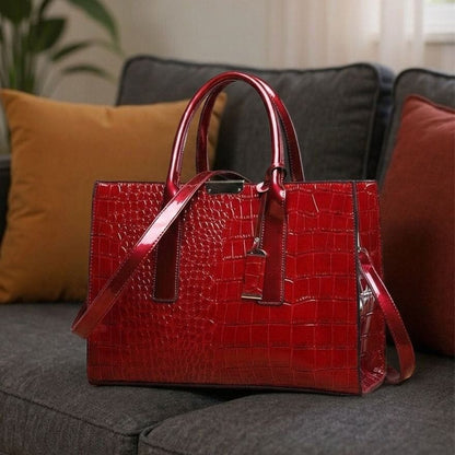 New York Crocodile Print Leather Women's Handbag