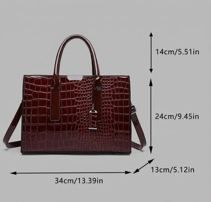 New York Crocodile Print Leather Women's Handbag