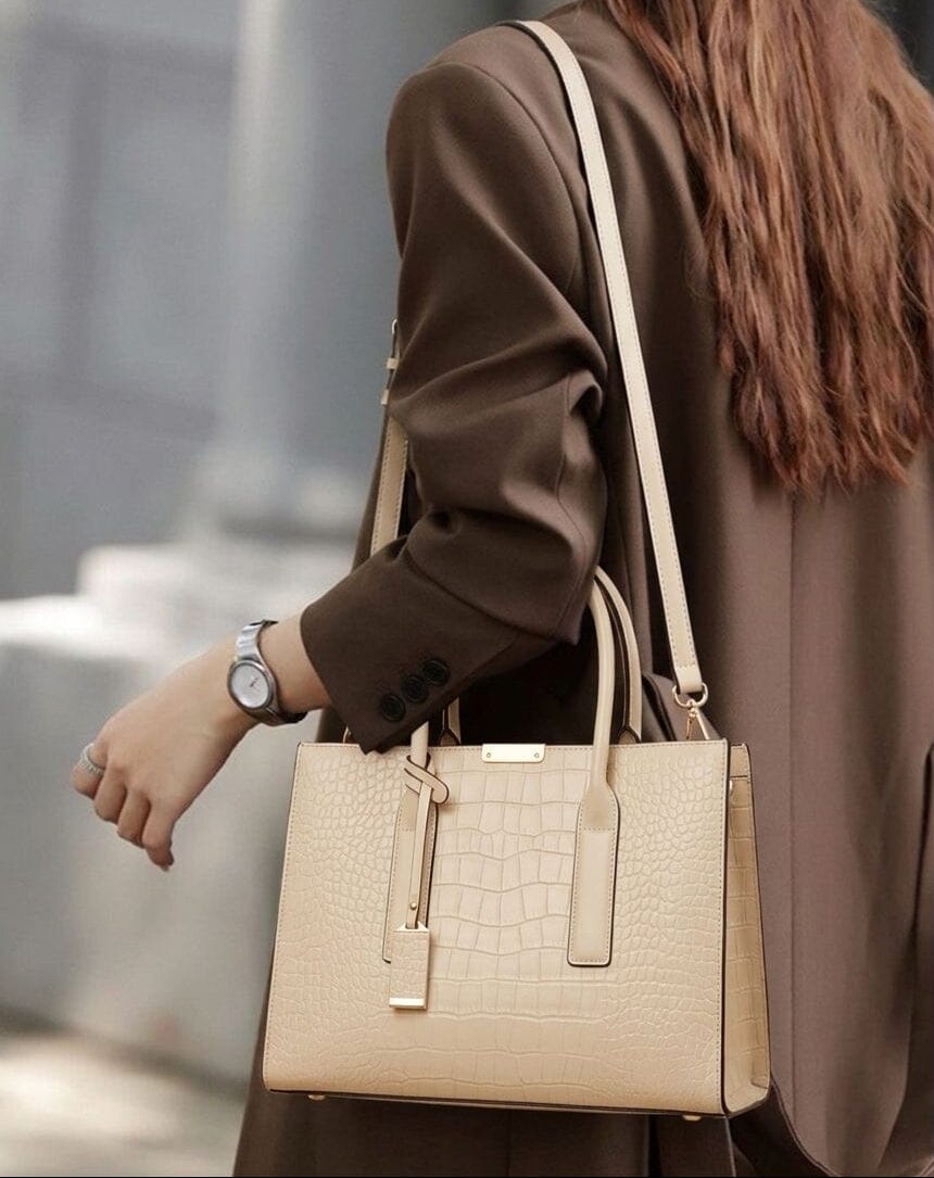 New York Crocodile Print Leather Women's Handbag