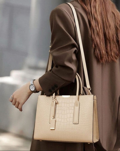 New York Crocodile Print Leather Women's Handbag