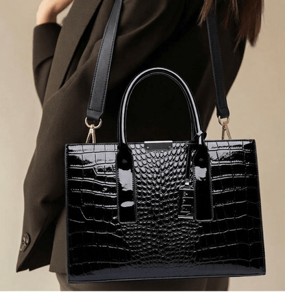 New York Crocodile Print Leather Women's Handbag