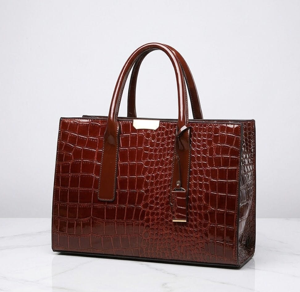 New York Crocodile Print Leather Women's Handbag