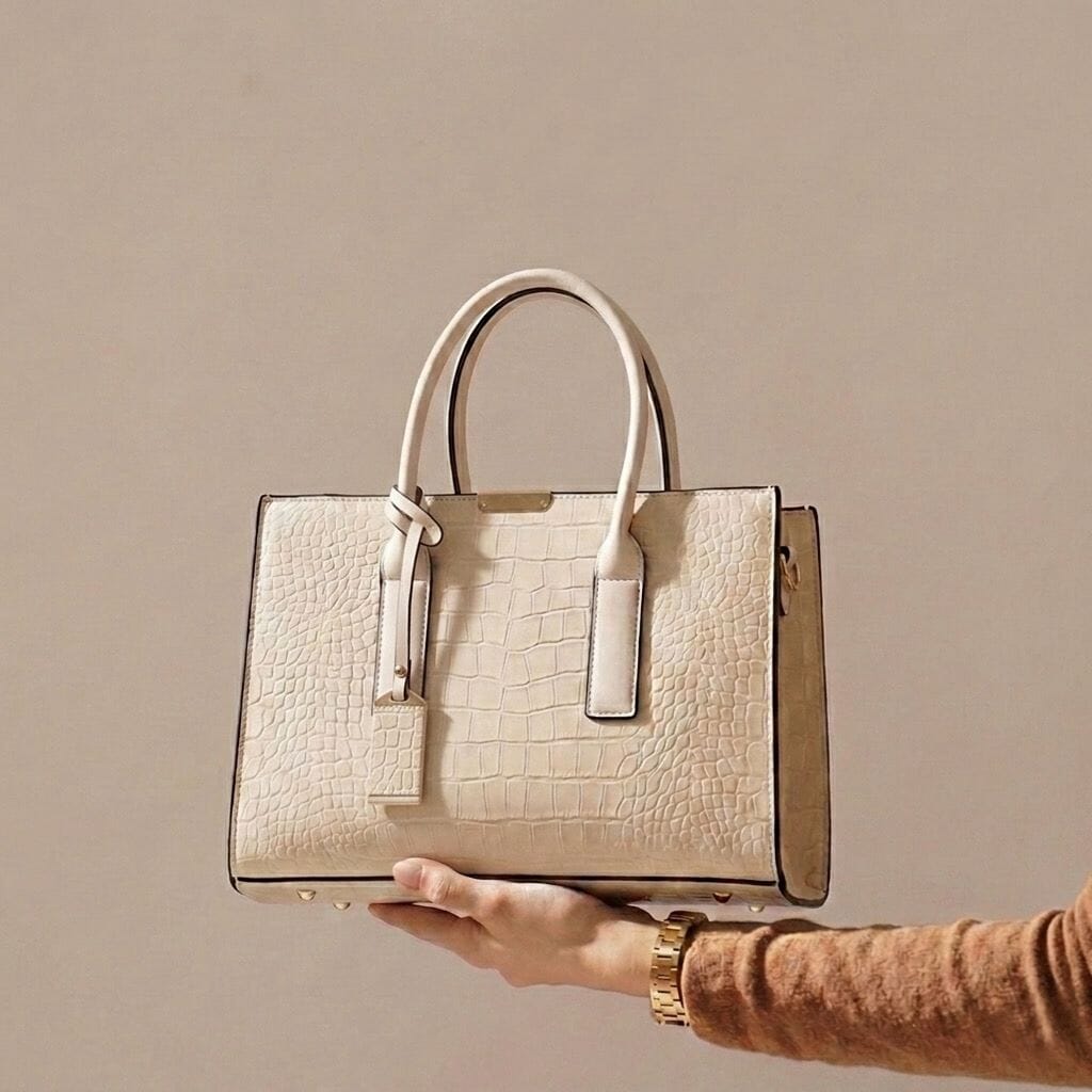 New York Crocodile Print Leather Women's Handbag