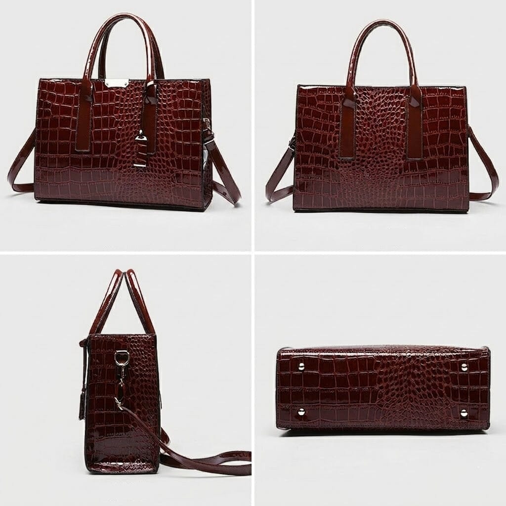 New York Crocodile Print Leather Women's Handbag