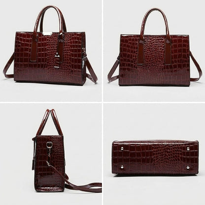 New York Crocodile Print Leather Women's Handbag