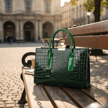 New York Crocodile Print Leather Women's Handbag
