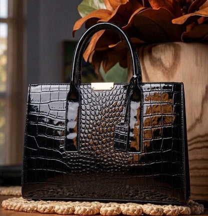 New York Crocodile Print Leather Women's Handbag