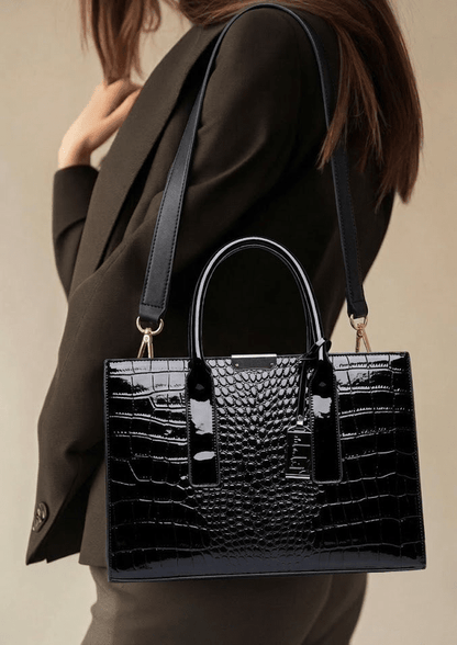 New York Crocodile Print Leather Women's Handbag