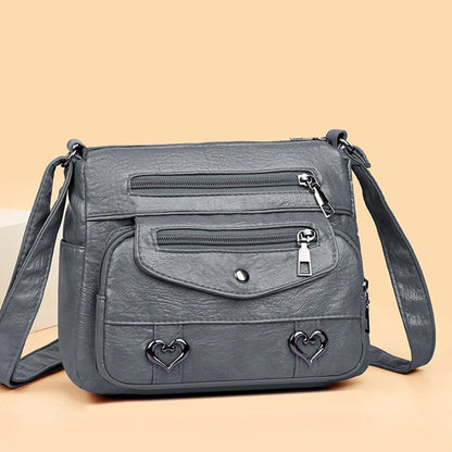 Vintage Women's Shoulder Bag, Soft Leather 'Love' Crossbody