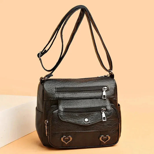 Vintage Women's Shoulder Bag, Soft Leather 'Love' Crossbody