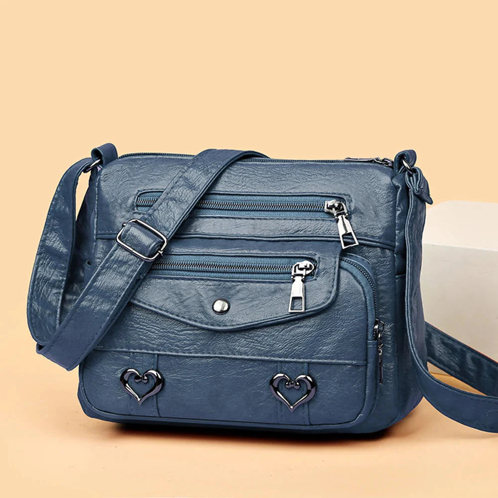 Vintage Women's Shoulder Bag, Soft Leather 'Love' Crossbody