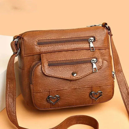 Vintage Women's Shoulder Bag, Soft Leather 'Love' Crossbody