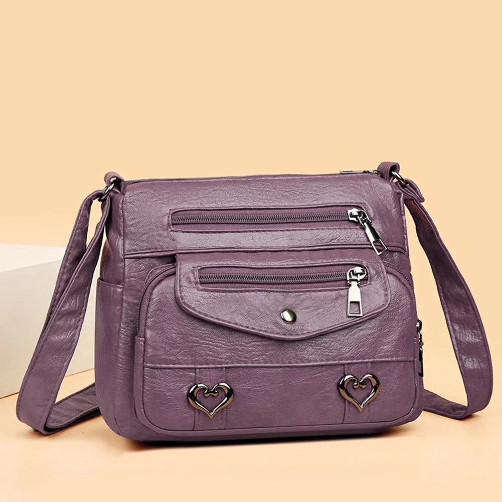 Vintage Women's Shoulder Bag, Soft Leather 'Love' Crossbody